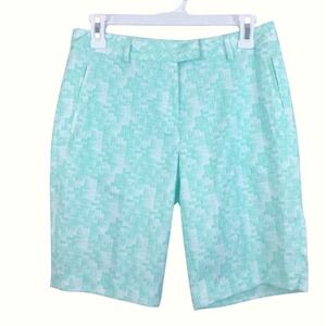 Lady Hagen Calypso Golf Shorts Size 14 Mint Green White Pixel Print